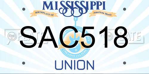 SAC518 Mississippi License Plate