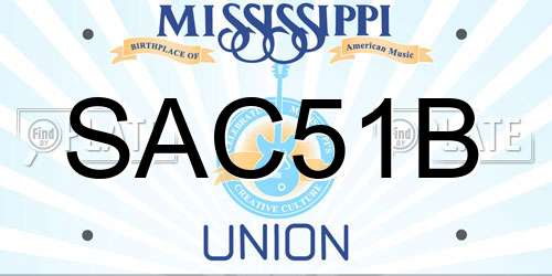 SAC51B Mississippi License Plate