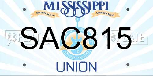 SAC815 Mississippi License Plate