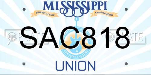 SAC818 Mississippi License Plate