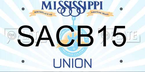SACB15 Mississippi License Plate