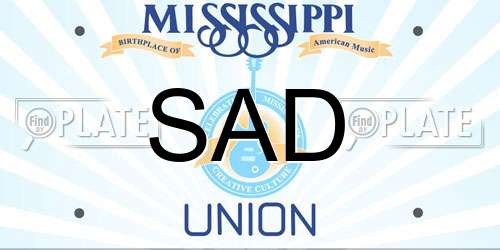SAD Mississippi License Plate