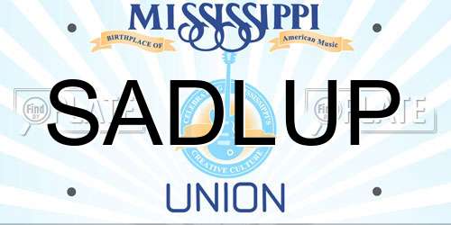 SADLUP Mississippi License Plate