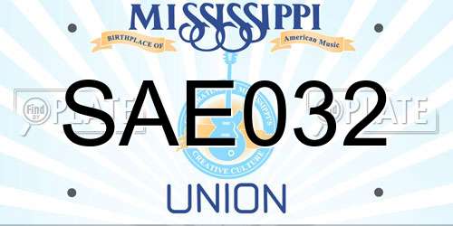 SAE032 Mississippi License Plate