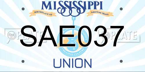 SAE037 Mississippi License Plate