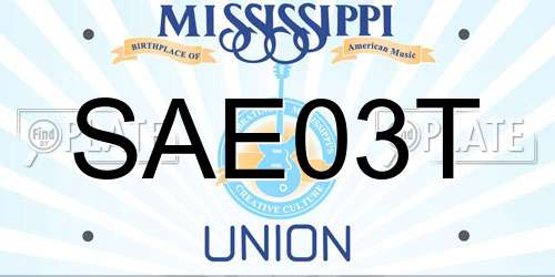 SAE03T Mississippi License Plate
