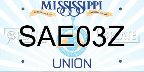 SAE03Z Mississippi License Plate