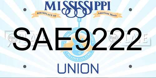 SAE9222 Mississippi License Plate