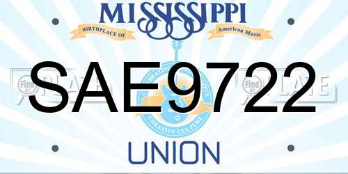 SAE9722 Mississippi License Plate