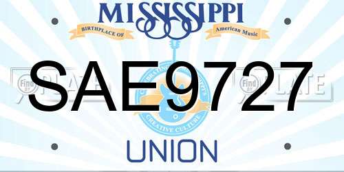 SAE9727 Mississippi License Plate