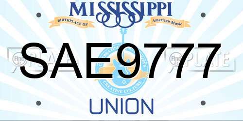 SAE9777 Mississippi License Plate