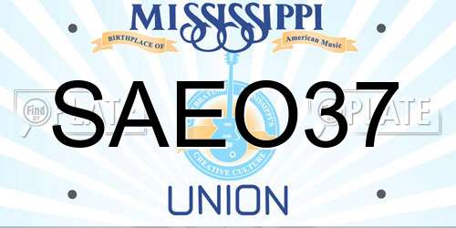 SAEO37 Mississippi License Plate