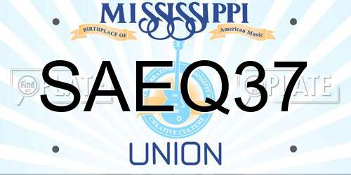 SAEQ37 Mississippi License Plate
