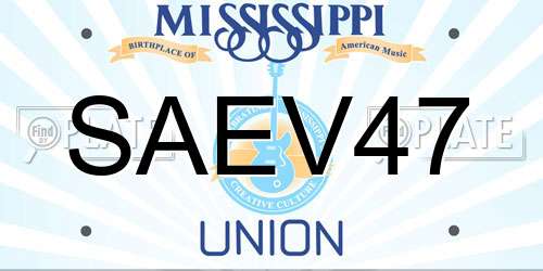 SAEV47 Mississippi License Plate