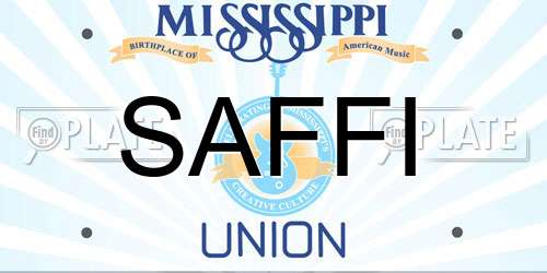 SAFFI Mississippi License Plate