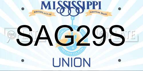 SAG29S Mississippi License Plate