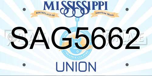 SAG5662 Mississippi License Plate