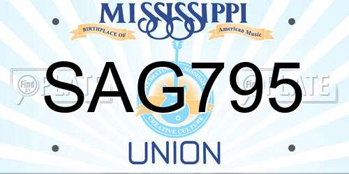 SAG795 Mississippi License Plate