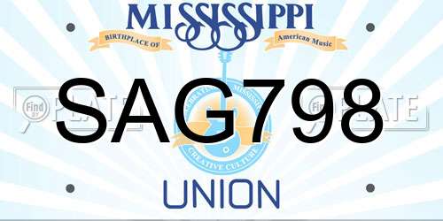 SAG798 Mississippi License Plate