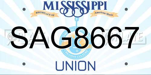 SAG8667 Mississippi License Plate