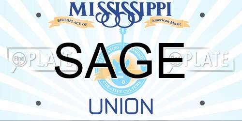 SAGE Mississippi License Plate