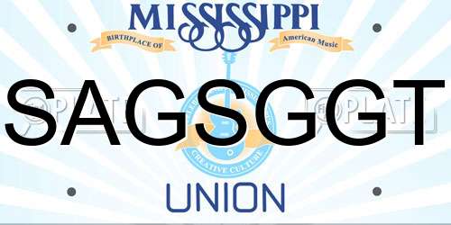 SAGSGGT Mississippi License Plate