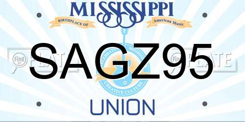 SAGZ95 Mississippi License Plate