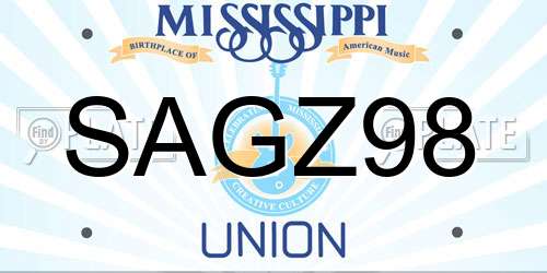SAGZ98 Mississippi License Plate