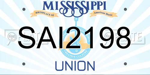 SAI2198 Mississippi License Plate