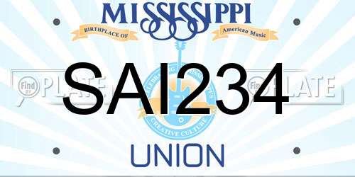 SAI234 Mississippi License Plate