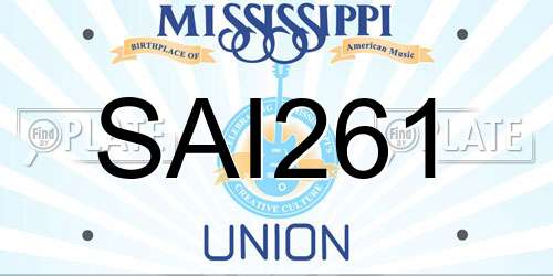 SAI261 Mississippi License Plate
