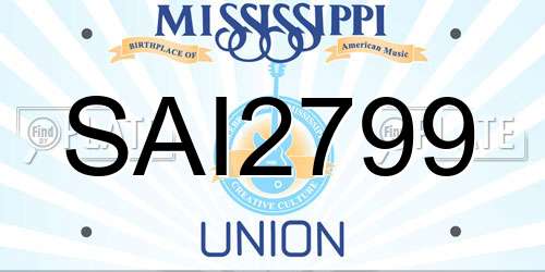 SAI2799 Mississippi License Plate