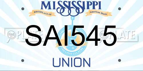 SAI545 Mississippi License Plate