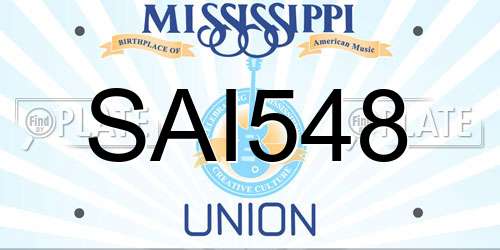 SAI548 Mississippi License Plate