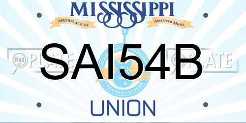 SAI54B Mississippi License Plate