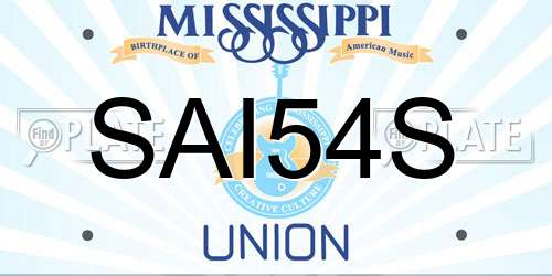 SAI54S Mississippi License Plate