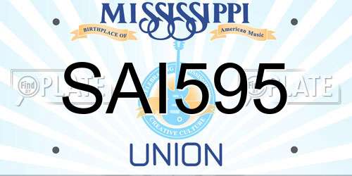 SAI595 Mississippi License Plate