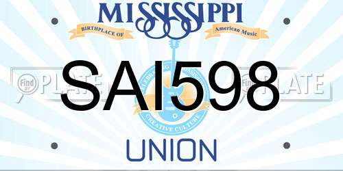 SAI598 Mississippi License Plate