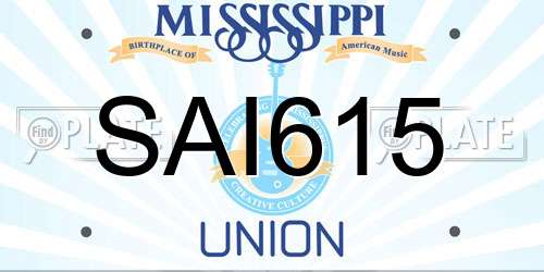 SAI615 Mississippi License Plate