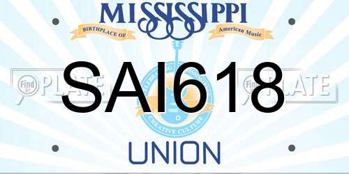 SAI618 Mississippi License Plate