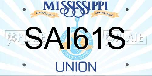 SAI61S Mississippi License Plate