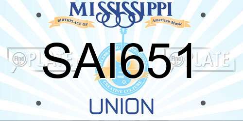 SAI651 Mississippi License Plate