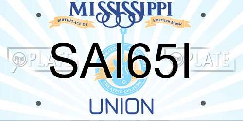 SAI65I Mississippi License Plate
