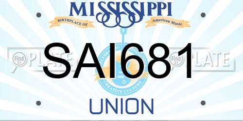 SAI681 Mississippi License Plate