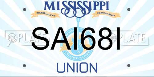 SAI68I Mississippi License Plate