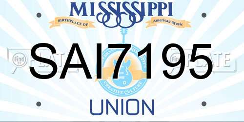 SAI7195 Mississippi License Plate