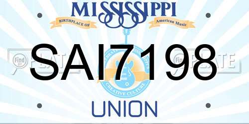 SAI7198 Mississippi License Plate