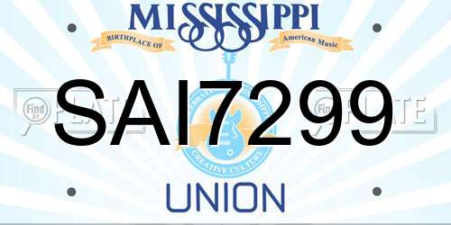 SAI7299 Mississippi License Plate