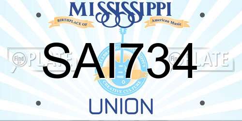 SAI734 Mississippi License Plate