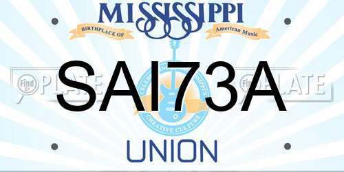 SAI73A Mississippi License Plate